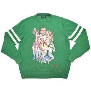AKOO Yung Kings Green Graphic Sweater XXL White Striped Sleeves Streetwear